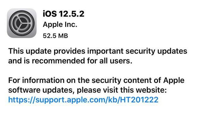和林格尔苹果手机维修分享iOS12.5.2发布，建议所有老苹果用户安装 